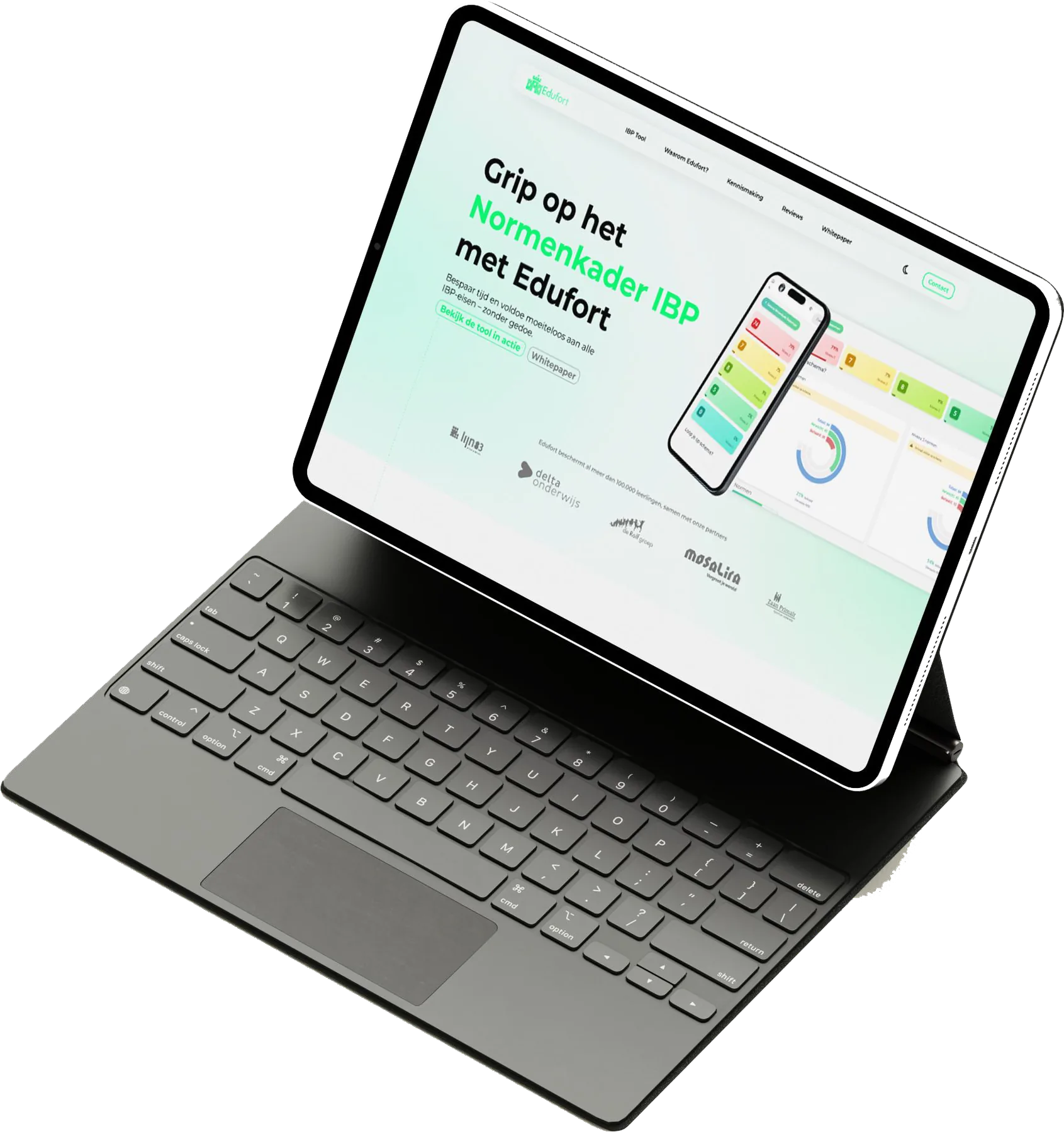 Edufort website op een iPad en telefoon
